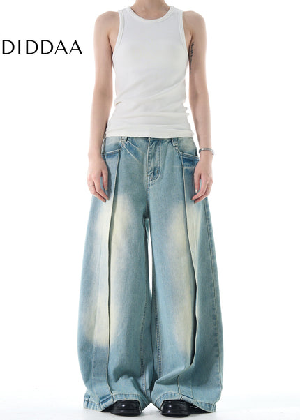 Blue Vintage Distressed Loose-fit Jeans for Men and Women - Men’s Jeans