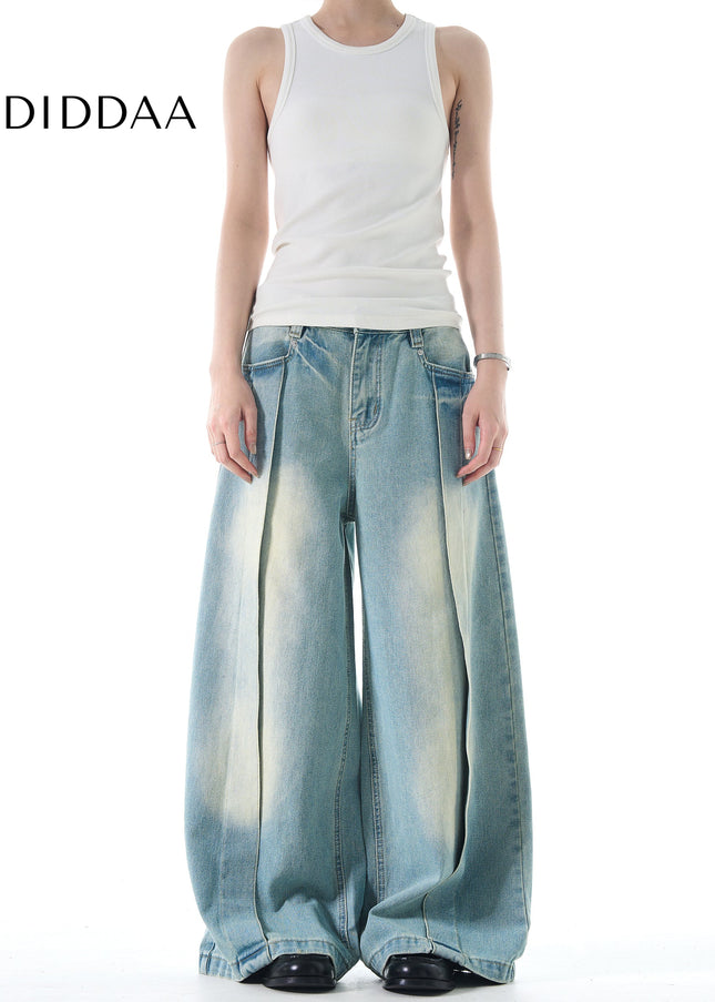 Blue Vintage Distressed Loose-fit Jeans for Men and Women - Men’s Jeans