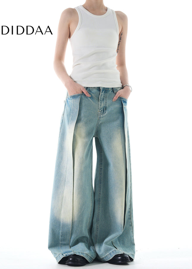 Blue Vintage Distressed Loose-fit Jeans for Men and Women - Men’s Jeans