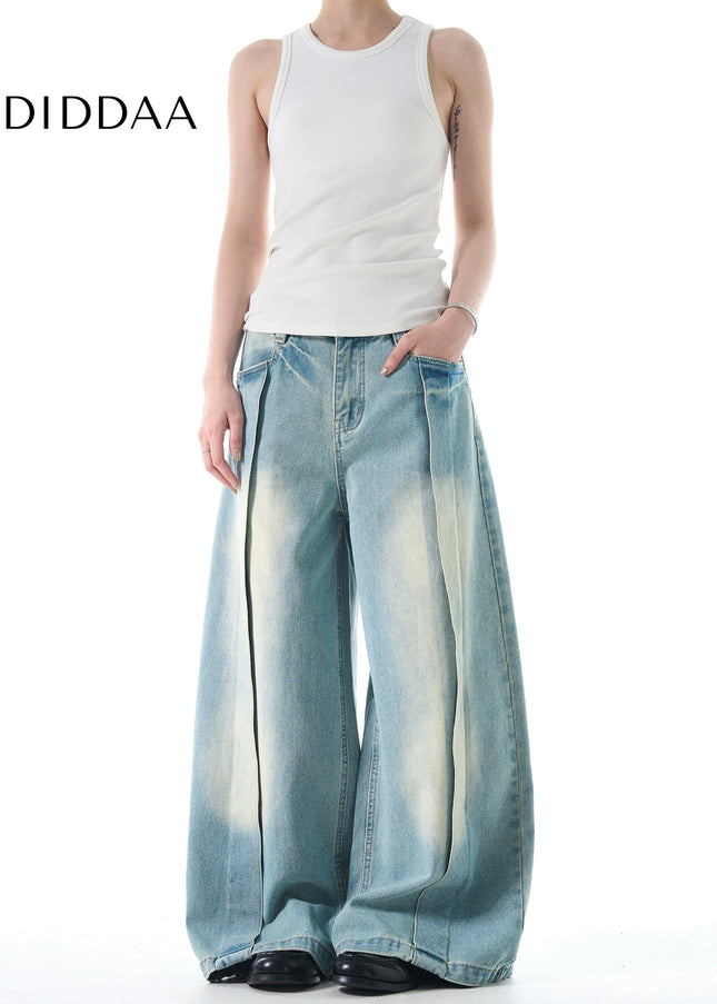 Blue Vintage Distressed Loose-fit Jeans for Men and Women - Men’s Jeans