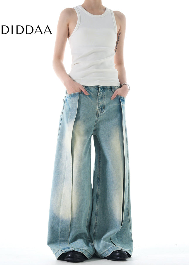 Blue Vintage Distressed Loose-fit Jeans for Men and Women - Men’s Jeans