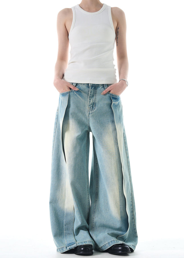 Blue Vintage Distressed Loose-fit Jeans for Men and Women - Men’s Jeans