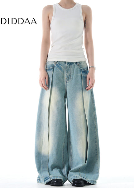 Blue Vintage Distressed Loose-fit Jeans for Men and Women - Men’s Jeans