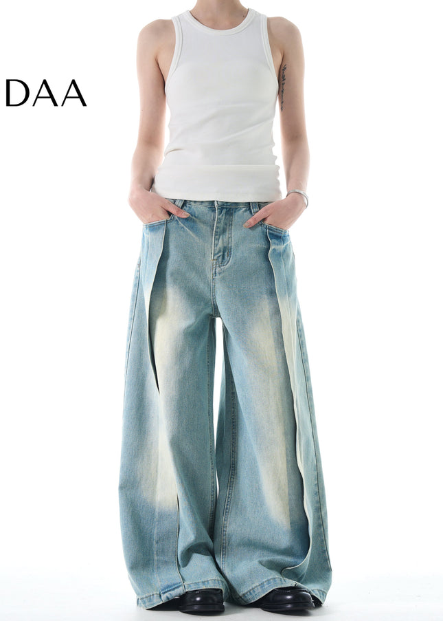 Blue Vintage Distressed Loose-fit Jeans for Men and Women - S / Light Blue - Men’s Jeans