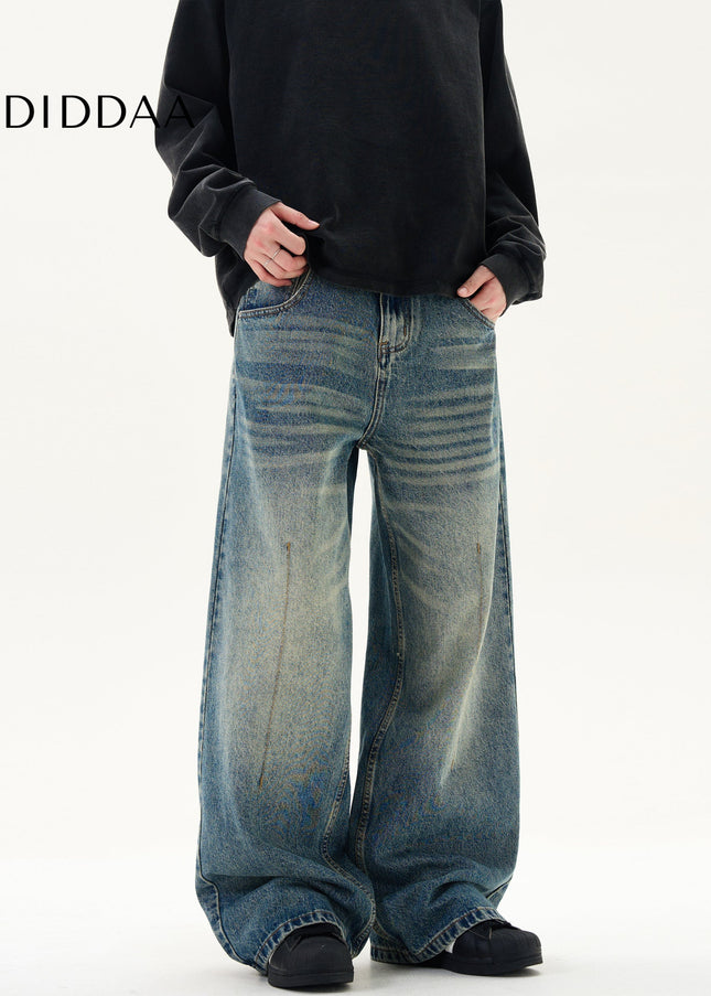 Blue Vintage Distressed Loose Fit Jeans - Men’s Jeans