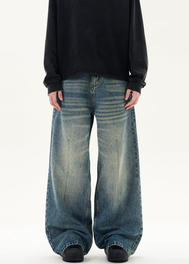 Blue Vintage Distressed Loose Fit Jeans - Men’s Jeans