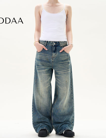 Blue Vintage Distressed Loose Fit Jeans - S / Mid Blue - Men’s Jeans
