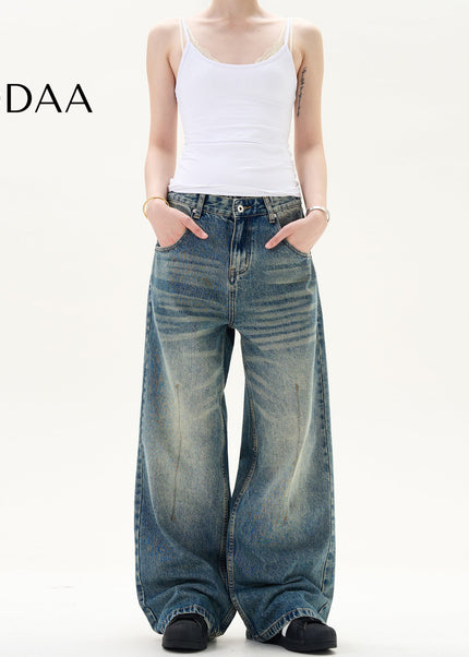 Blue Vintage Distressed Loose Fit Jeans - S / Mid Blue - Men’s Jeans
