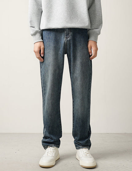 Blue Vintage Distressed Loose Straight-Leg Jeans - 28 / Dark Blue - Men’s Jeans