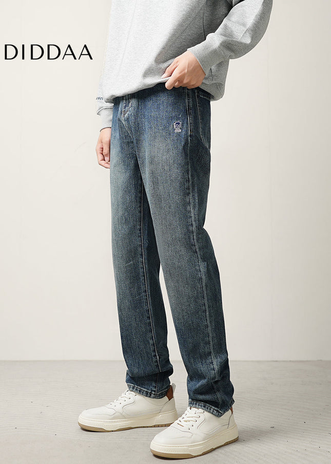Blue Vintage Distressed Loose Straight-Leg Jeans - Men’s Jeans