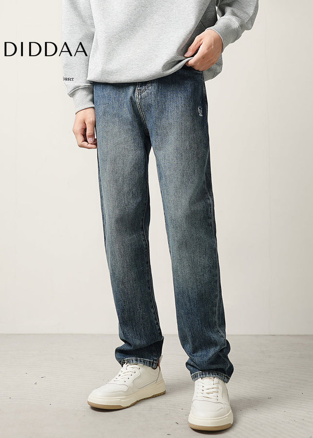 Blue Vintage Distressed Loose Straight-Leg Jeans - Men’s Jeans