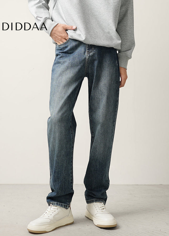 Blue Vintage Distressed Loose Straight-Leg Jeans - Men’s Jeans