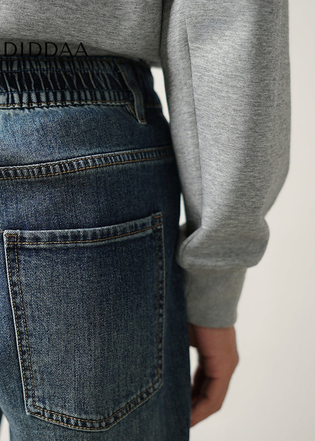 Blue Vintage Distressed Loose Straight-Leg Jeans - Men’s Jeans