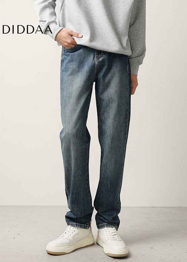 Blue Vintage Distressed Loose Straight-Leg Jeans - Men’s Jeans