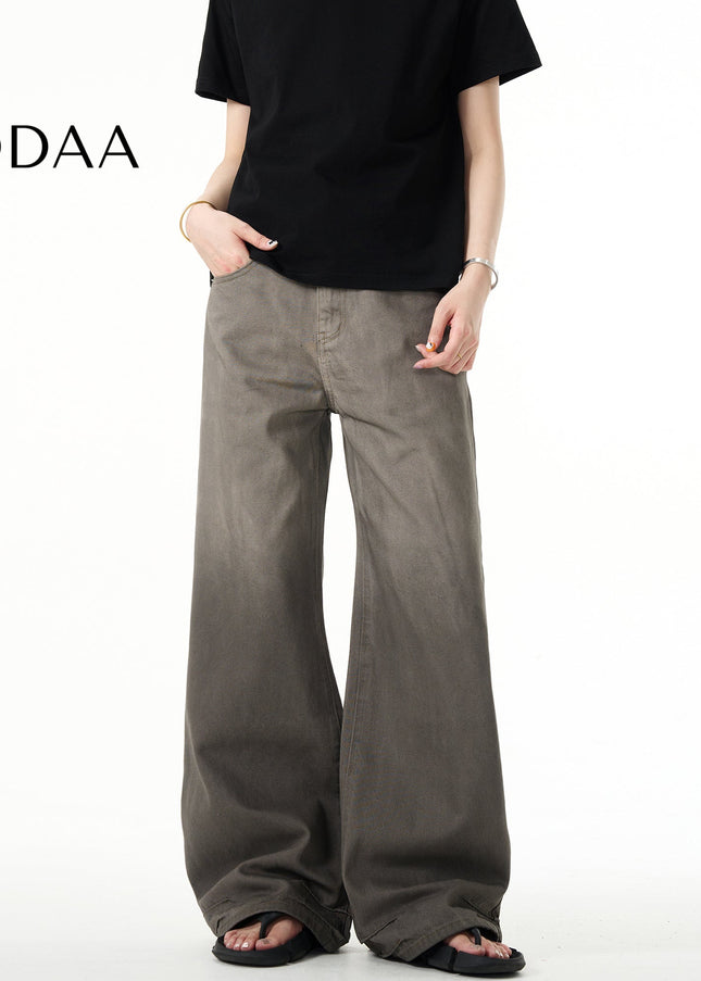 Blue Vintage Gradient Wash Loose Straight Jeans - Men’s Jeans