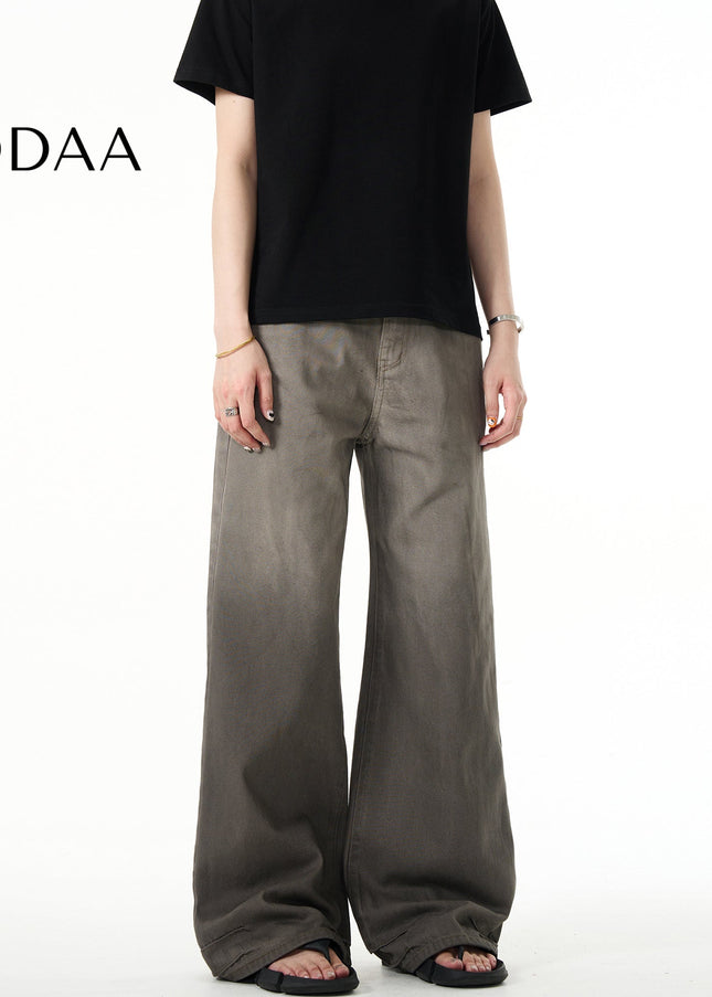 Blue Vintage Gradient Wash Loose Straight Jeans - Men’s Jeans