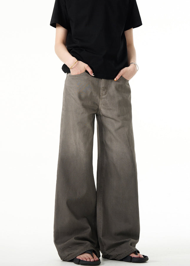 Blue Vintage Gradient Wash Loose Straight Jeans - Men’s Jeans