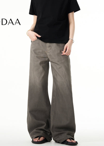 Blue Vintage Gradient Wash Loose Straight Jeans - S / Grey - Men’s Jeans