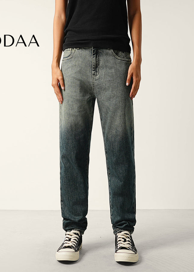 Blue Vintage Gradient Wash Micro Tapered Stretch Jeans - 28 / Dark Blue - Men’s Jeans