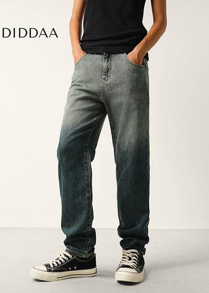 Blue Vintage Gradient Wash Micro Tapered Stretch Jeans - Men’s Jeans