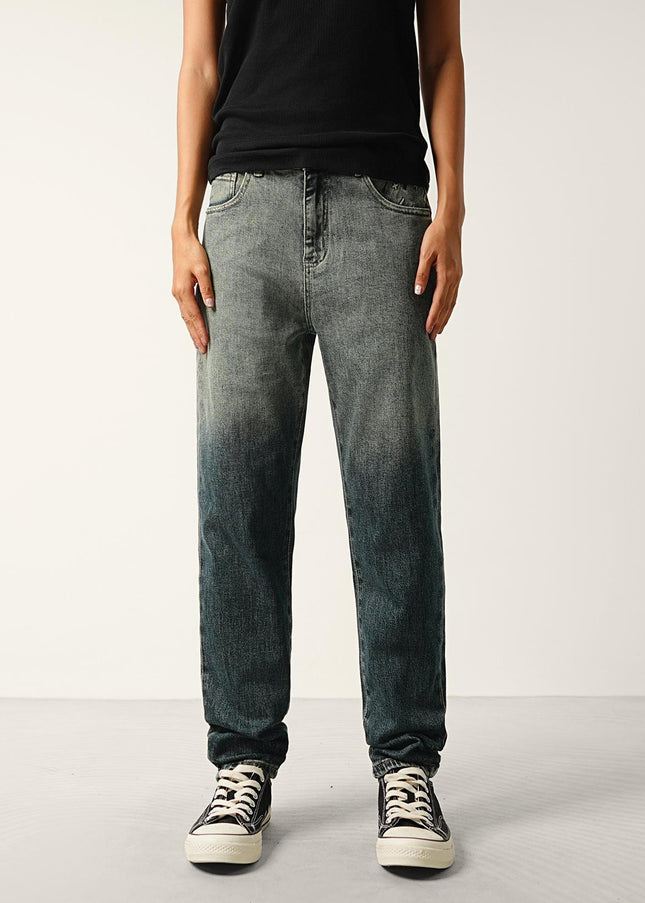 Blue Vintage Gradient Wash Micro Tapered Stretch Jeans - Men’s Jeans