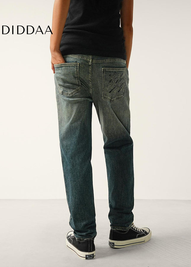 Blue Vintage Gradient Wash Micro Tapered Stretch Jeans - Men’s Jeans