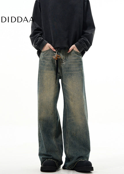 Blue Vintage Loose Fit Wide Leg Jeans Men’s Casual Pants - Men’s Jeans