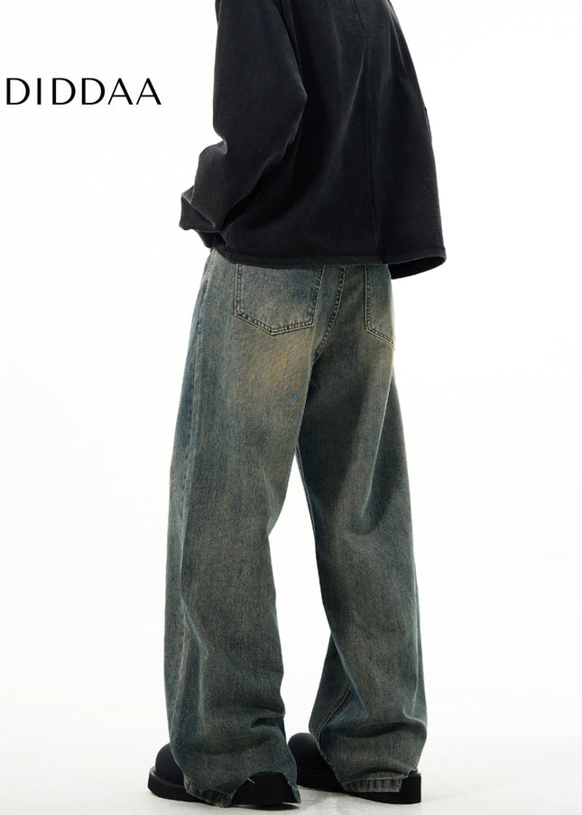 Blue Vintage Loose Fit Wide Leg Jeans Men’s Casual Pants - Men’s Jeans
