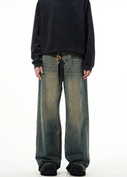 Blue Vintage Loose Fit Wide Leg Jeans Men’s Casual Pants - Men’s Jeans