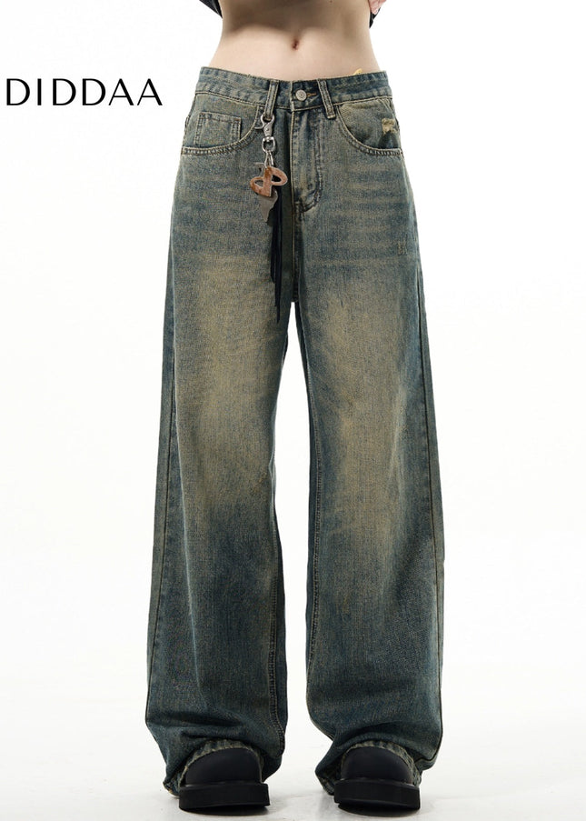 Blue Vintage Loose Fit Wide Leg Jeans Men’s Casual Pants - Men’s Jeans