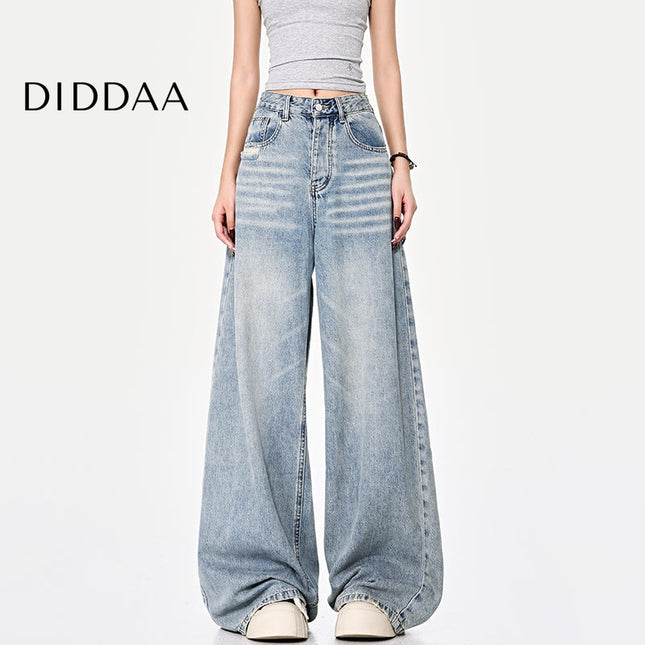 Blue Vintage Loose Wash Straight Leg Jeans Pants - S / Light Blue - Women’s Jeans