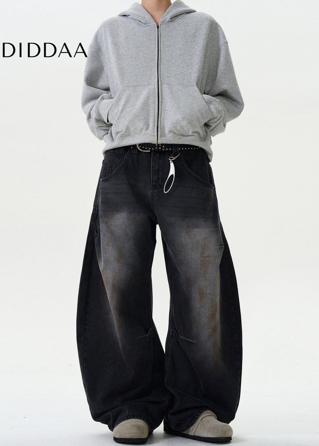 Blue Vintage Spray Scimitar Jeans Loose Casual Fit - Men’s Jeans