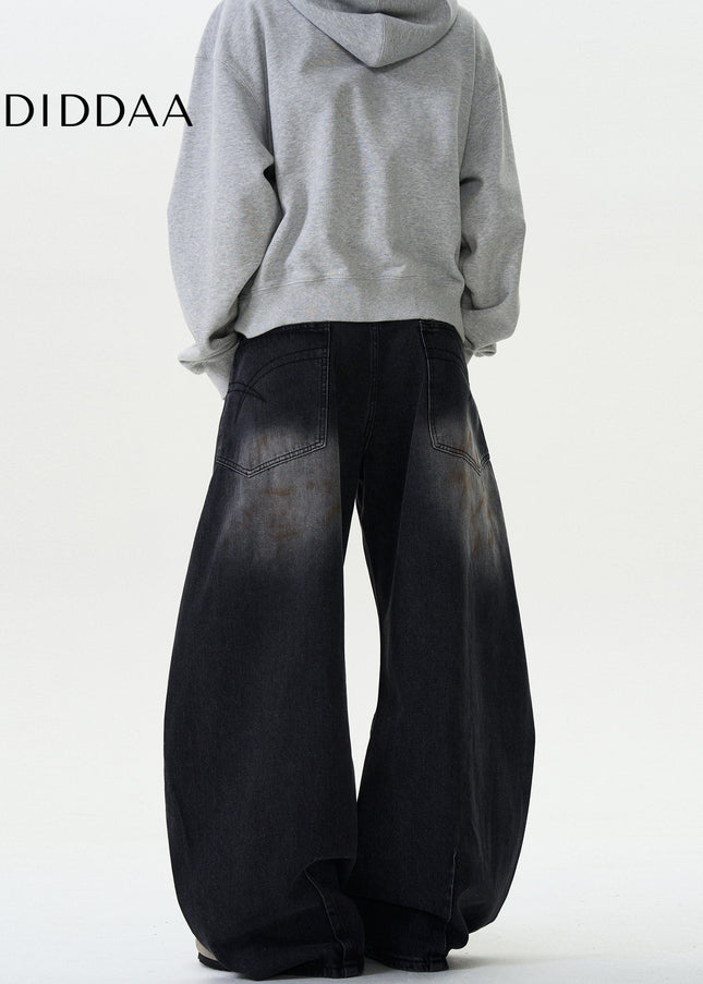 Blue Vintage Spray Scimitar Jeans Loose Casual Fit - Men’s Jeans
