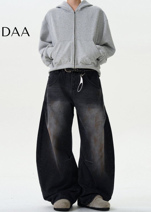 Blue Vintage Spray Scimitar Jeans Loose Casual Fit - S / Black - Men’s Jeans