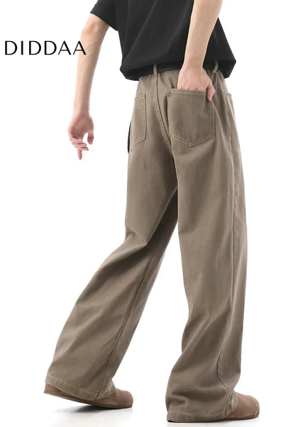 Blue Vintage Straight-Leg Jeans for Men Casual Trousers - Men’s Jeans