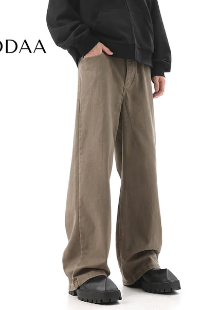 Blue Vintage Straight-Leg Jeans for Men Casual Trousers - S / Khaki - Men’s Jeans