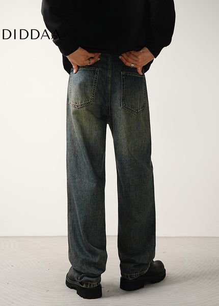 Blue Vintage Wash Distressed Casual Jeans for Men - Men’s Jeans