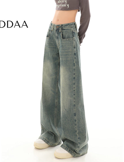 Blue Vintage Wash Distressed High-Waisted Straight Leg Jeans - S / Vintage Blue - Women’s Jeans