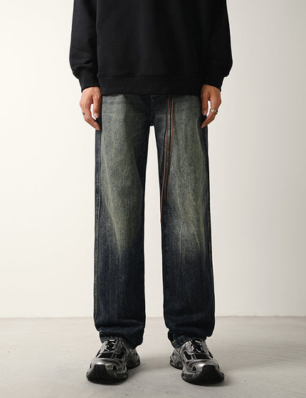 Blue Vintage Wash Distressed Loose Straight Jeans - 28 / Dark Blue - Men’s Jeans