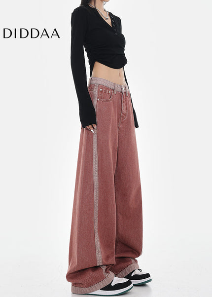 Blue Vintage Wash Distressed Straight Mop Pants - Women’s Jeans