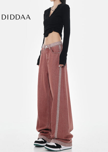 Blue Vintage Wash Distressed Straight Mop Pants - Women’s Jeans