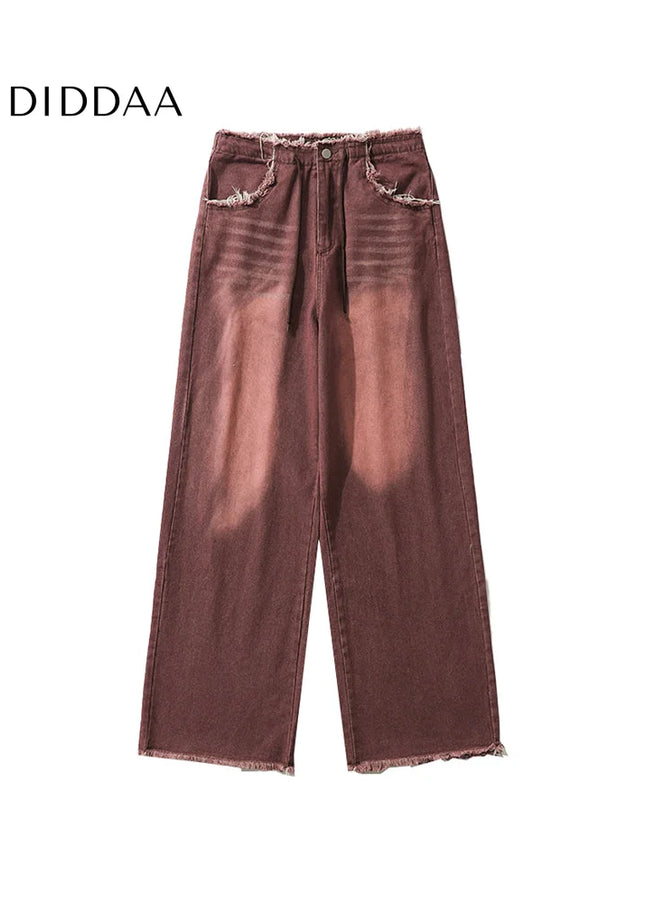 Blue Vintage Wash Distressed Wide Leg Jeans - Men’s Jeans