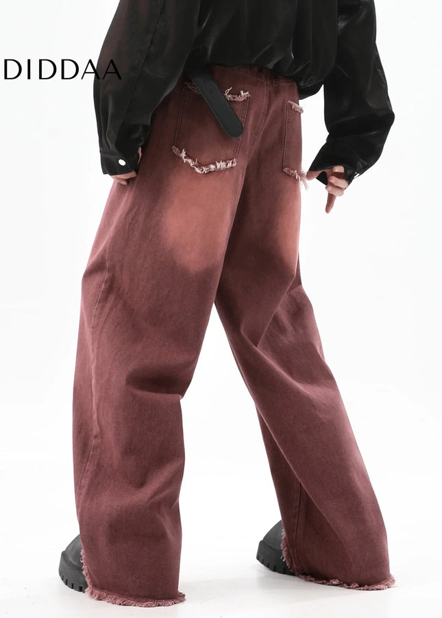 Blue Vintage Wash Distressed Wide Leg Jeans - Men’s Jeans