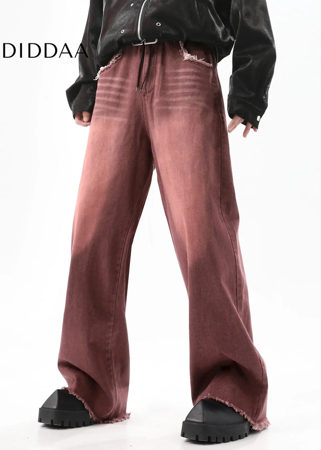 Blue Vintage Wash Distressed Wide Leg Jeans - Men’s Jeans