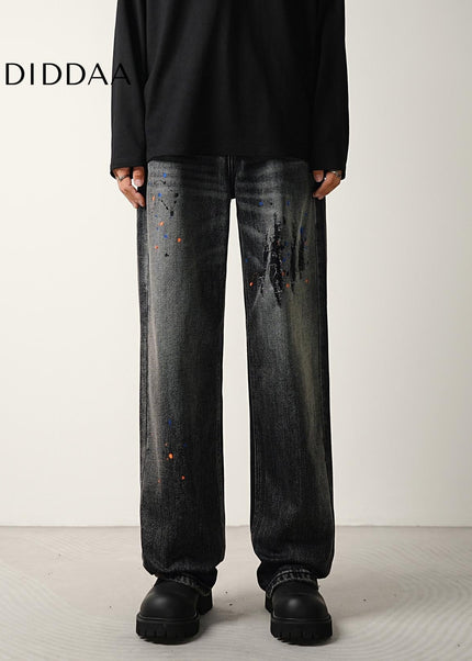 Blue Vintage Wash Loose Fit Wide Leg Jeans - Men’s Jeans