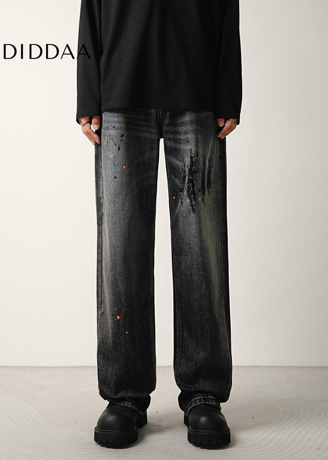 Blue Vintage Wash Loose Fit Wide Leg Jeans - Men’s Jeans