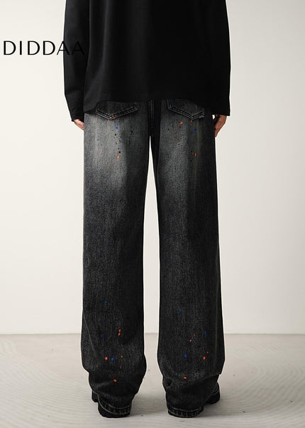 Blue Vintage Wash Loose Fit Wide Leg Jeans - Men’s Jeans