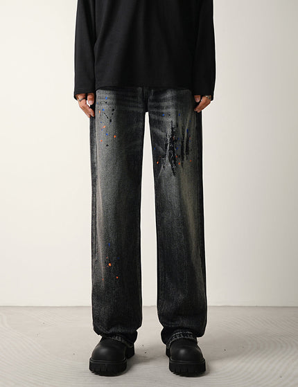 Blue Vintage Wash Loose Fit Wide Leg Jeans - S / Dark Grey - Men’s Jeans