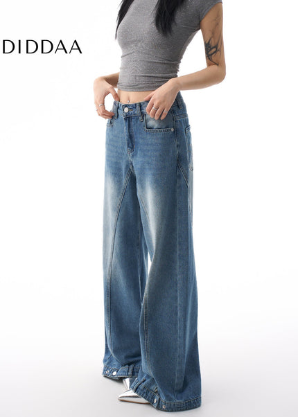 Blue Vintage Wash Loose Wide-Leg Jeans for Women - Women’s Jeans