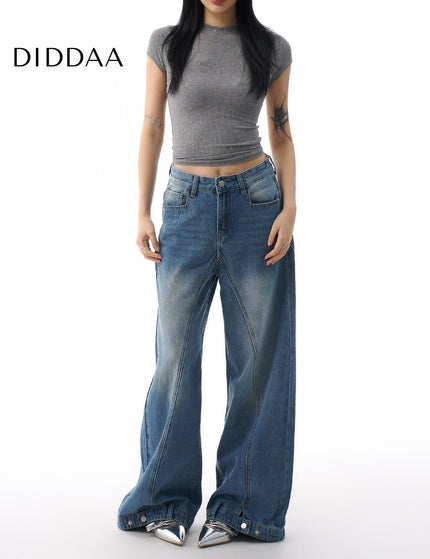 Blue Vintage Wash Loose Wide-Leg Jeans for Women - XS / Mid Blue - Women’s Jeans